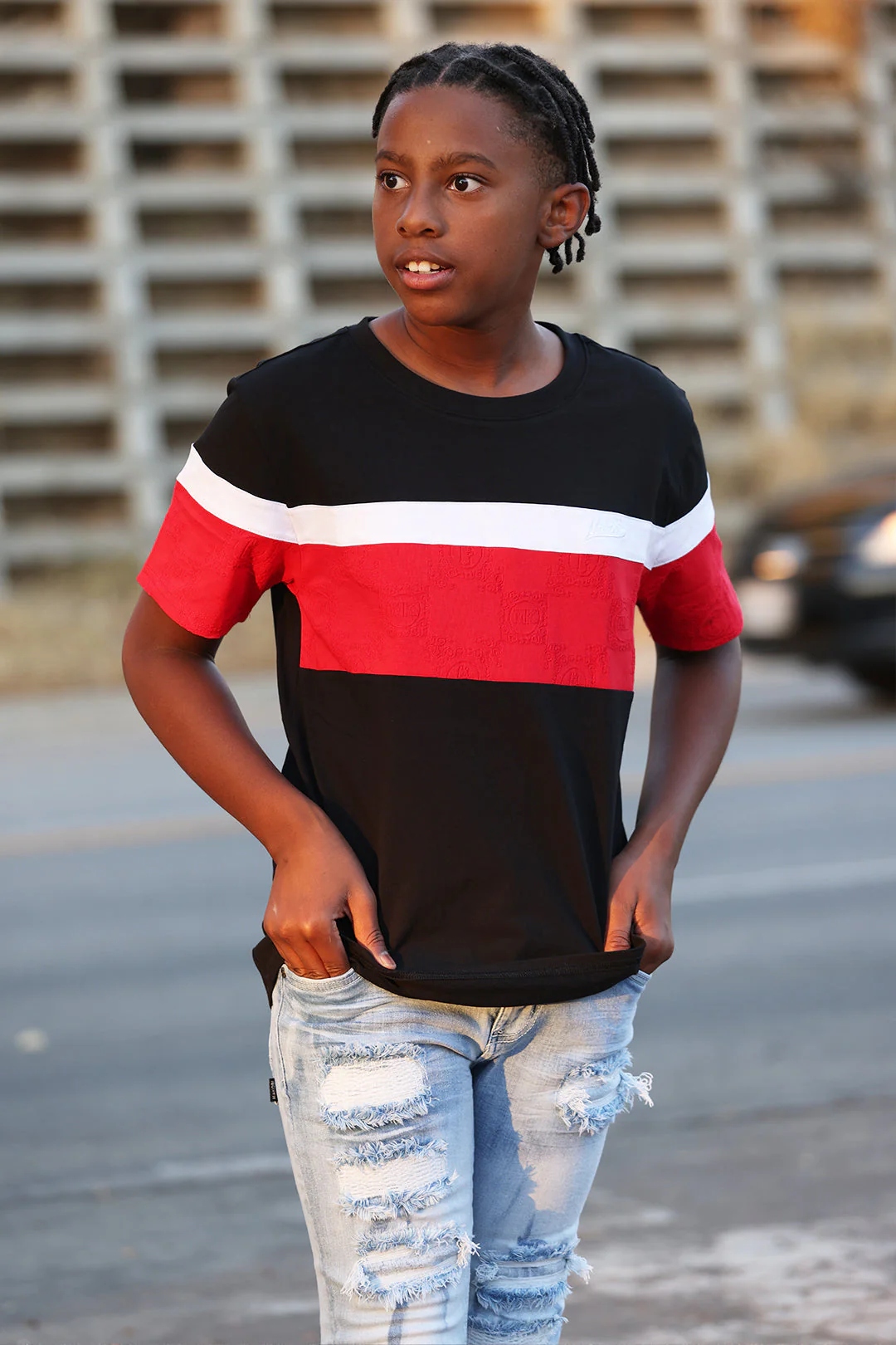 B141 Makobi Kids Monogram Tee - Black - Image 3