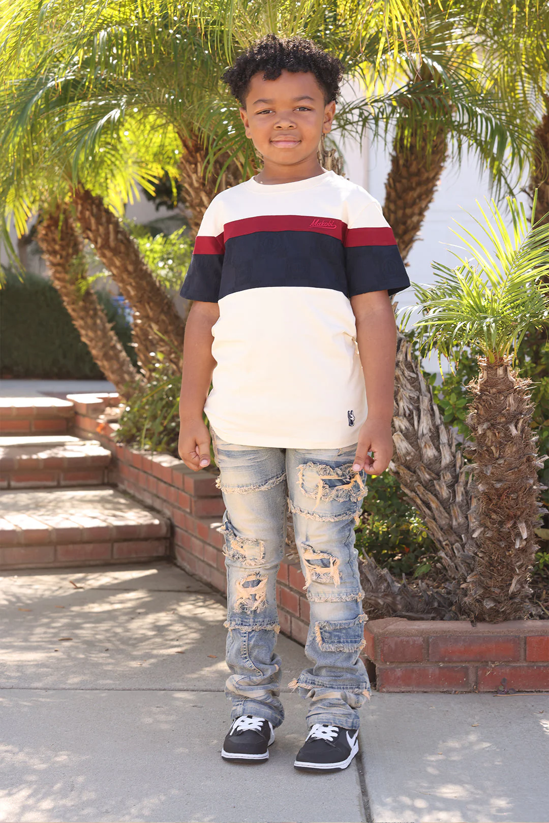 B141 Makobi Kids Monogram Tee - Natural - Image 3