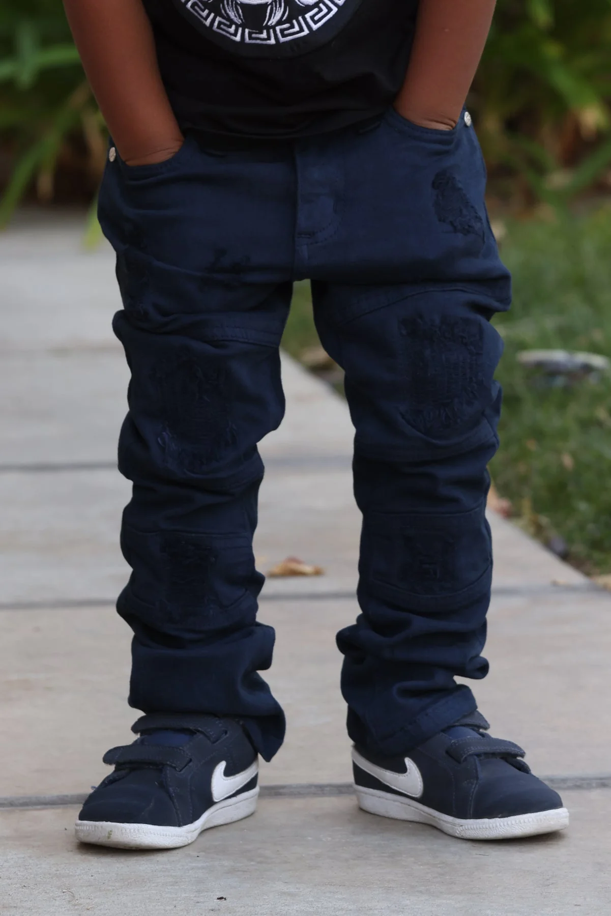 B1941 Makobi Kids Monogram Jeans - Navy - Image 3