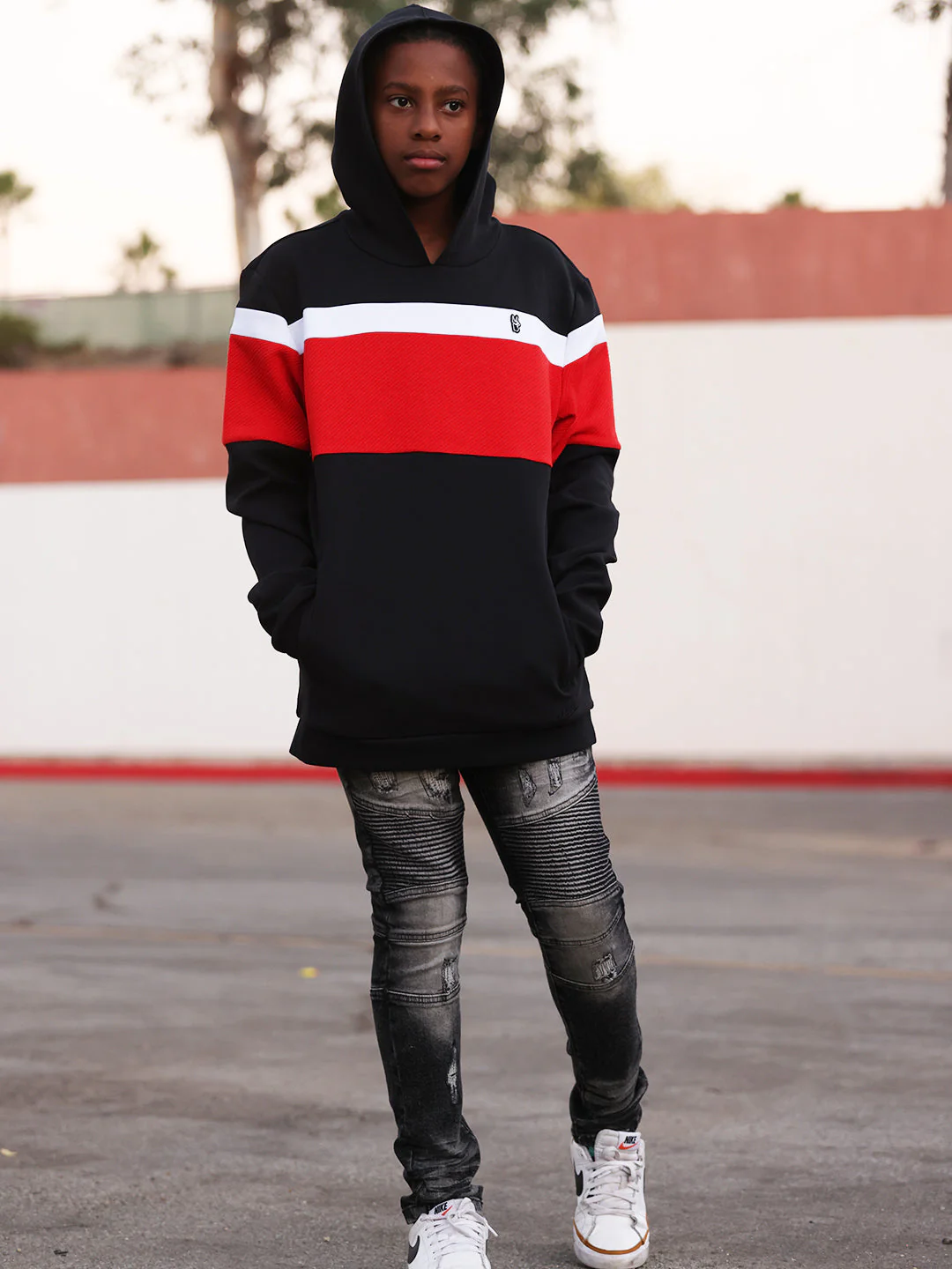 B5941 Makobi Kids Monogram Hoodie - Black - Image 3