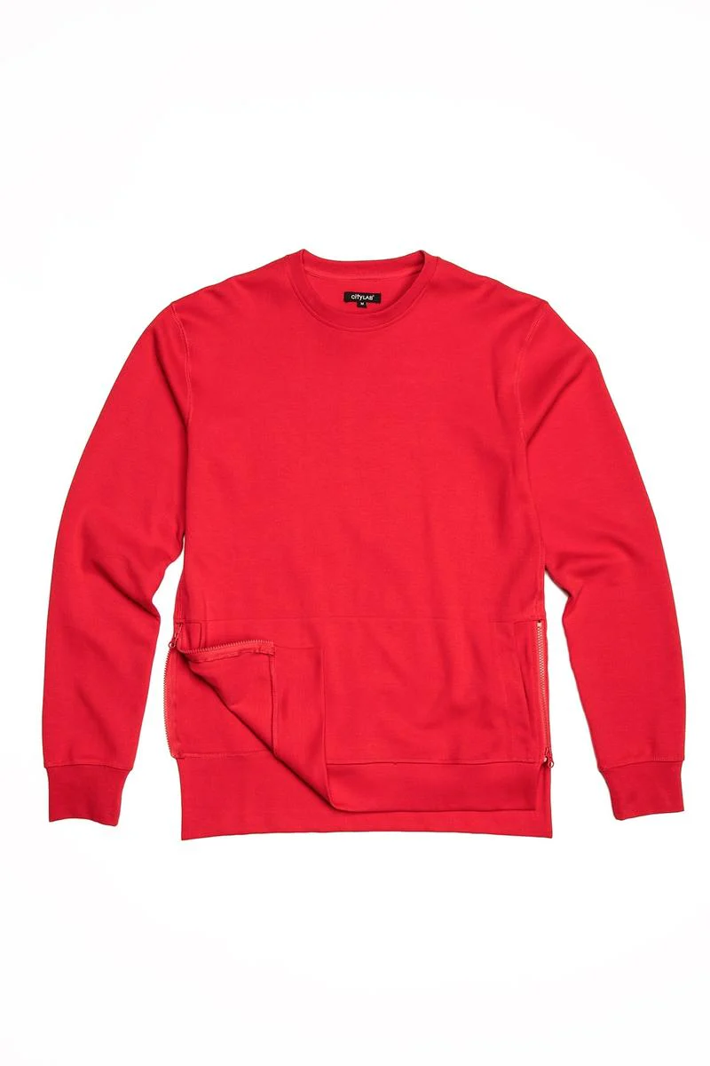 CityLab - Side-Zip Crew Performance Fleece - Red - Image 2