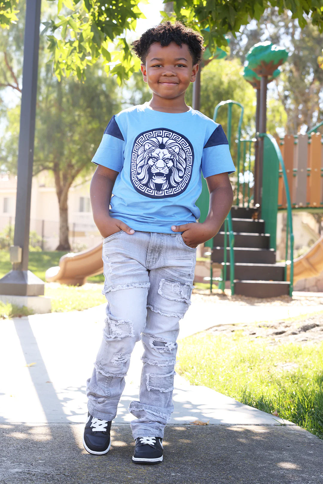 B103 Makobi Kids Leone Tee - Blue - Image 3