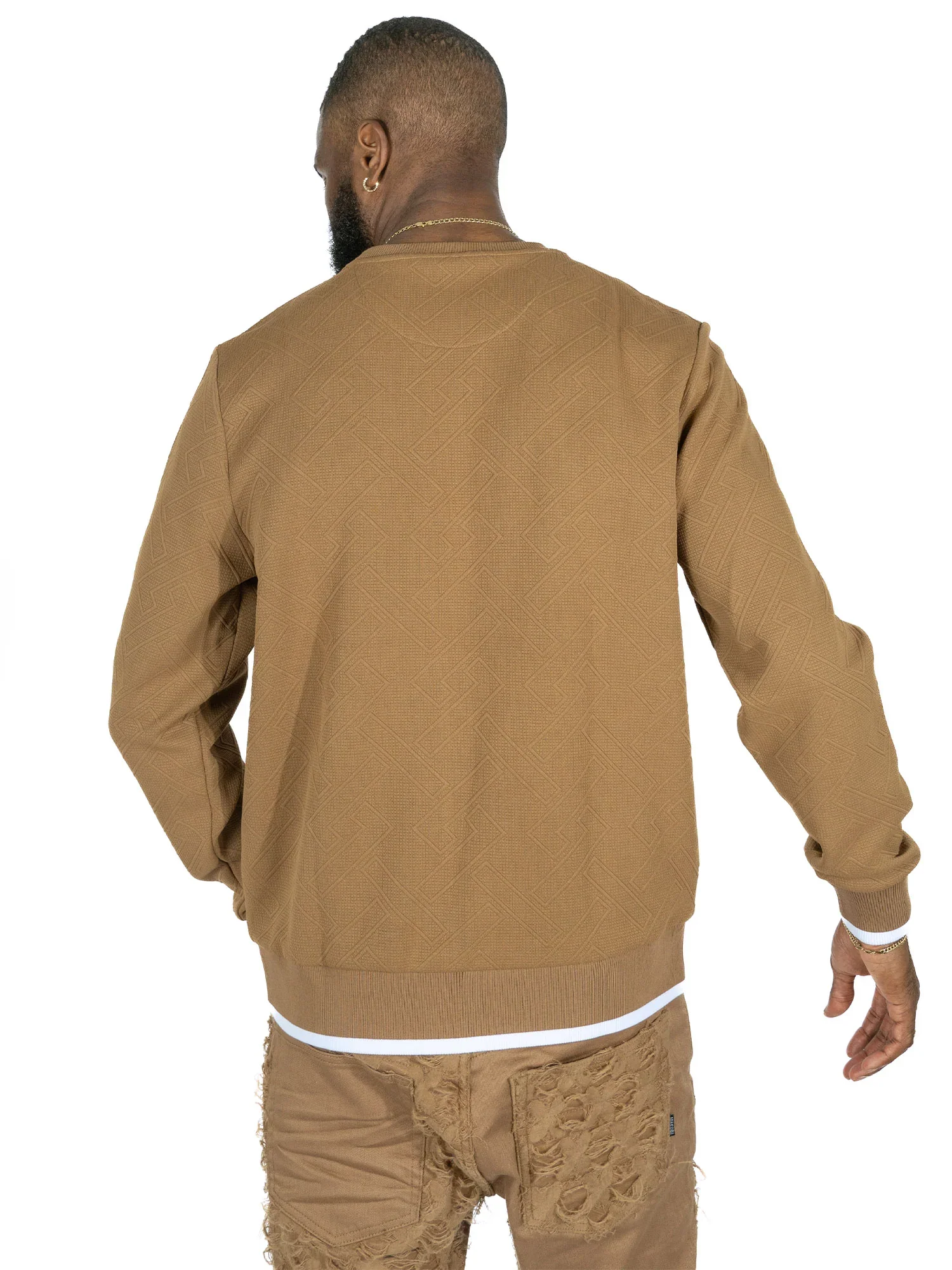 M4390 MAKOBI-Beanchi Jacquard Crewneck - Mocha - Image 4