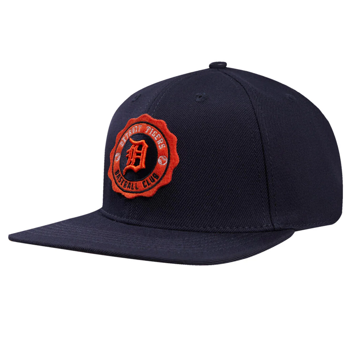 Pro Standard - Detroit Tigers Crest Emblem Wool Snapback Hat - Navy/Orange - Image 4