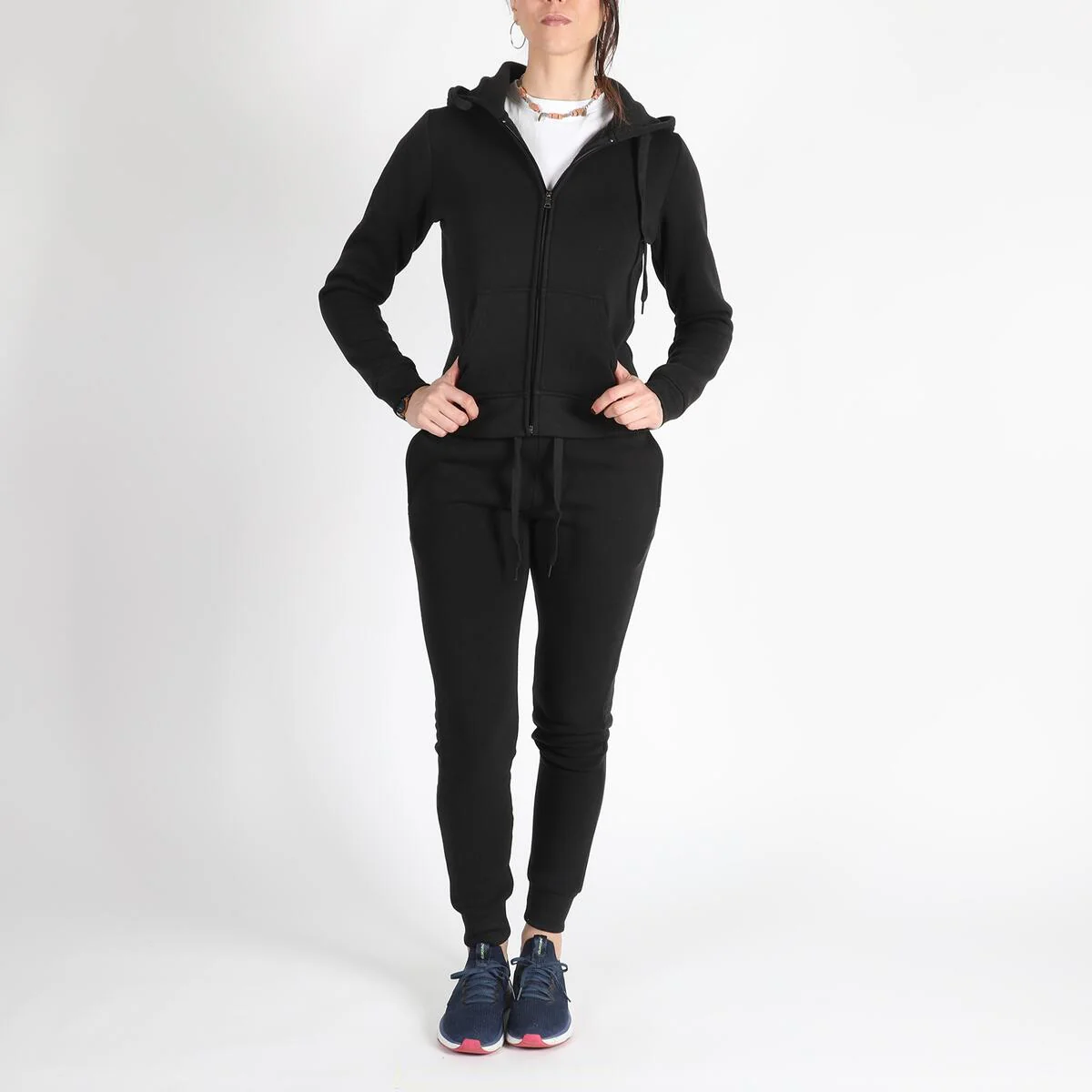 Red Fox - Fleece Hoodie - Black (ST012) - Image 3